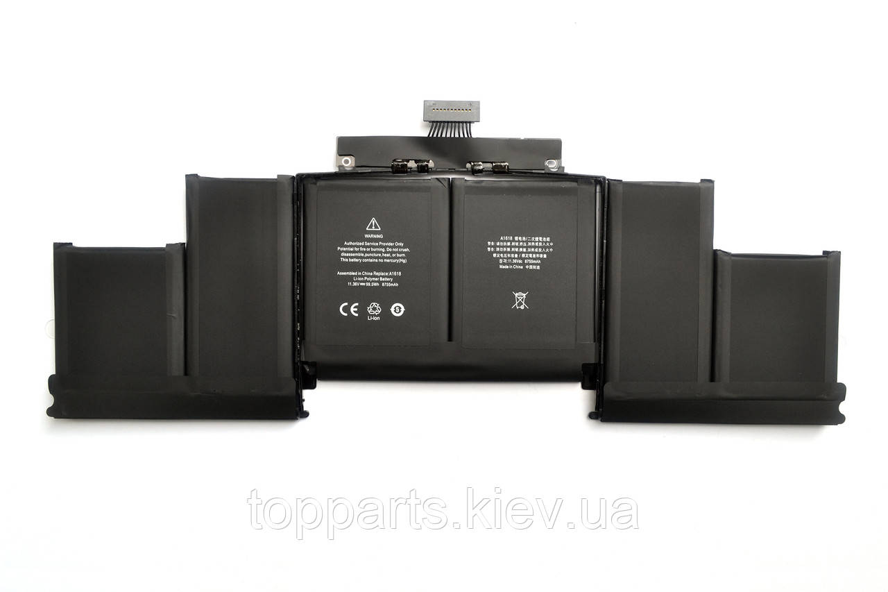 Батарея для ноутбука Apple A1618, 99.5 Wh (8755mAh), 6cell, 11.36 V, Li-Pol, чорна