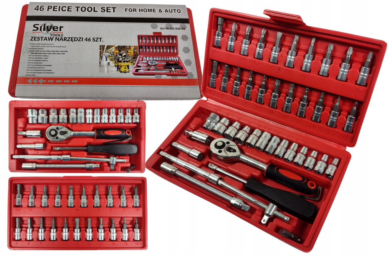 Набір інструментів 46 од. 1/4" Silver SK-046-01, фото 1