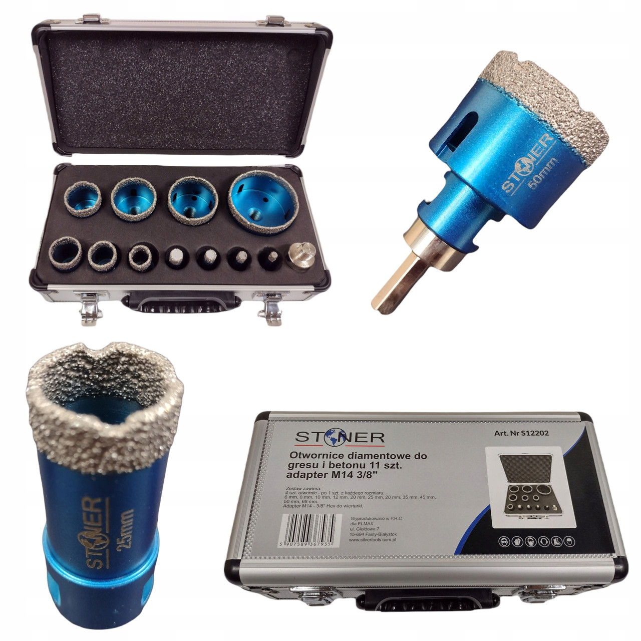 Набір алмазних коронок Silver 6-68 мм + адаптер М14 в кейсі S12202, фото 1