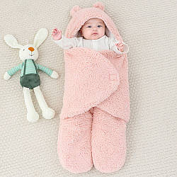 Тепла піжама-конверт для немовлят "Ведмедик", 70×70см, Рожевий / Конверт для новонародженого на виписку
