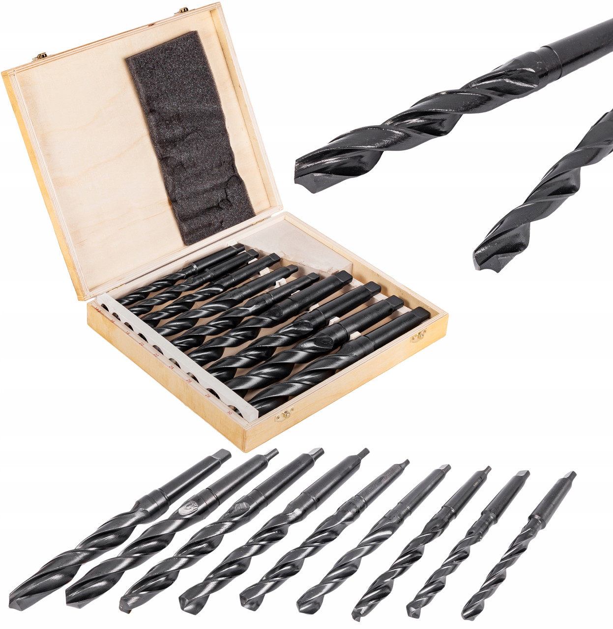 Набір свердел Silver з конічним кінцем Морзе 2 Ø14.5-30 мм 9шт S10421, фото 1