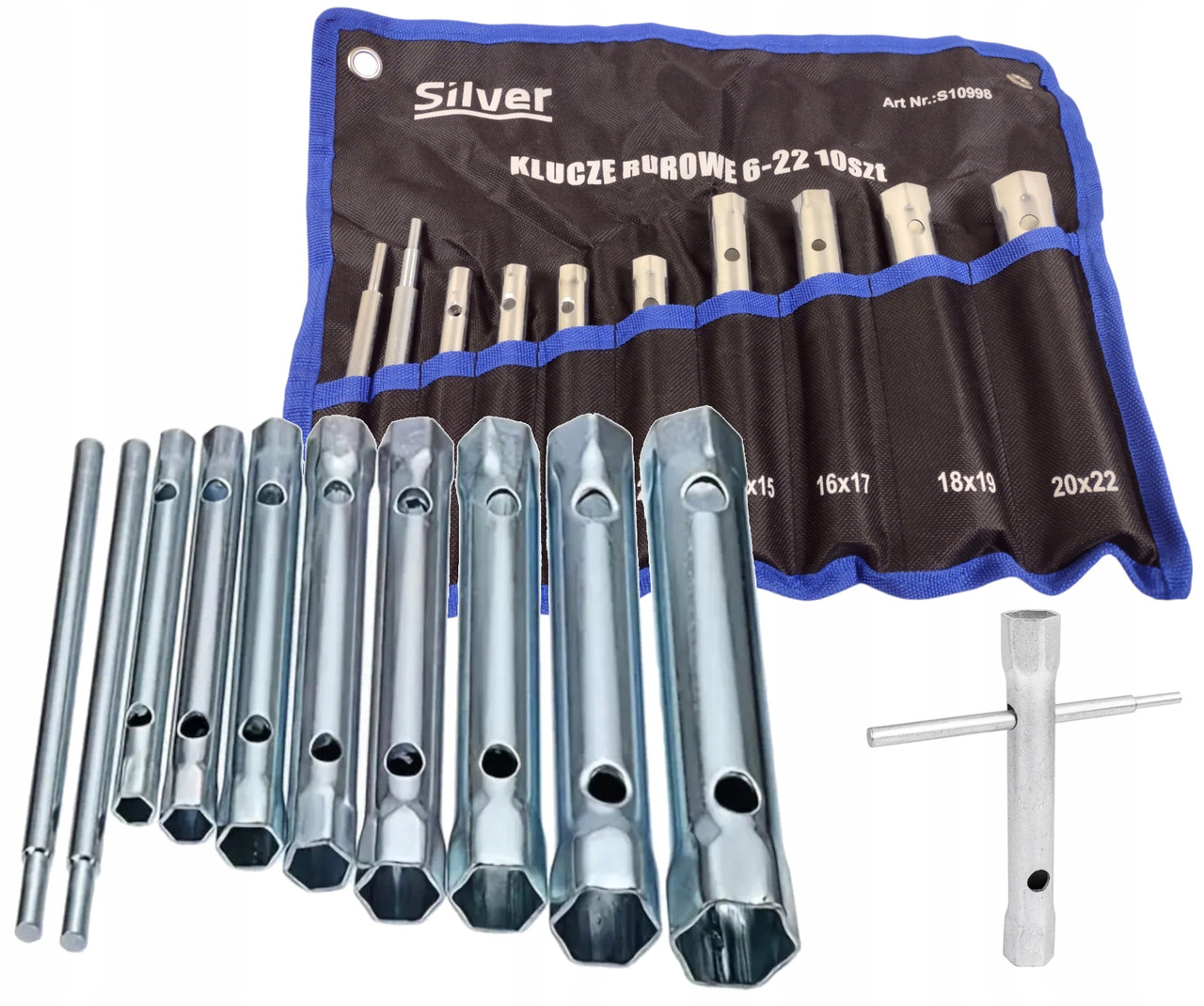 Набір ключів трубчастих 10шт. Silver S10998 (6-22мм), фото 1