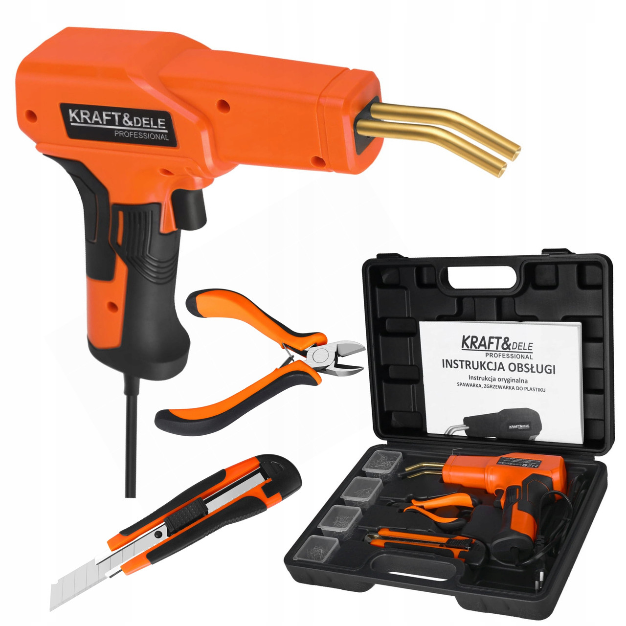 Термостеплер (паяльник) для ремонту пластмаси, гарячий степлер Kraft&Dele KD11295, фото 1