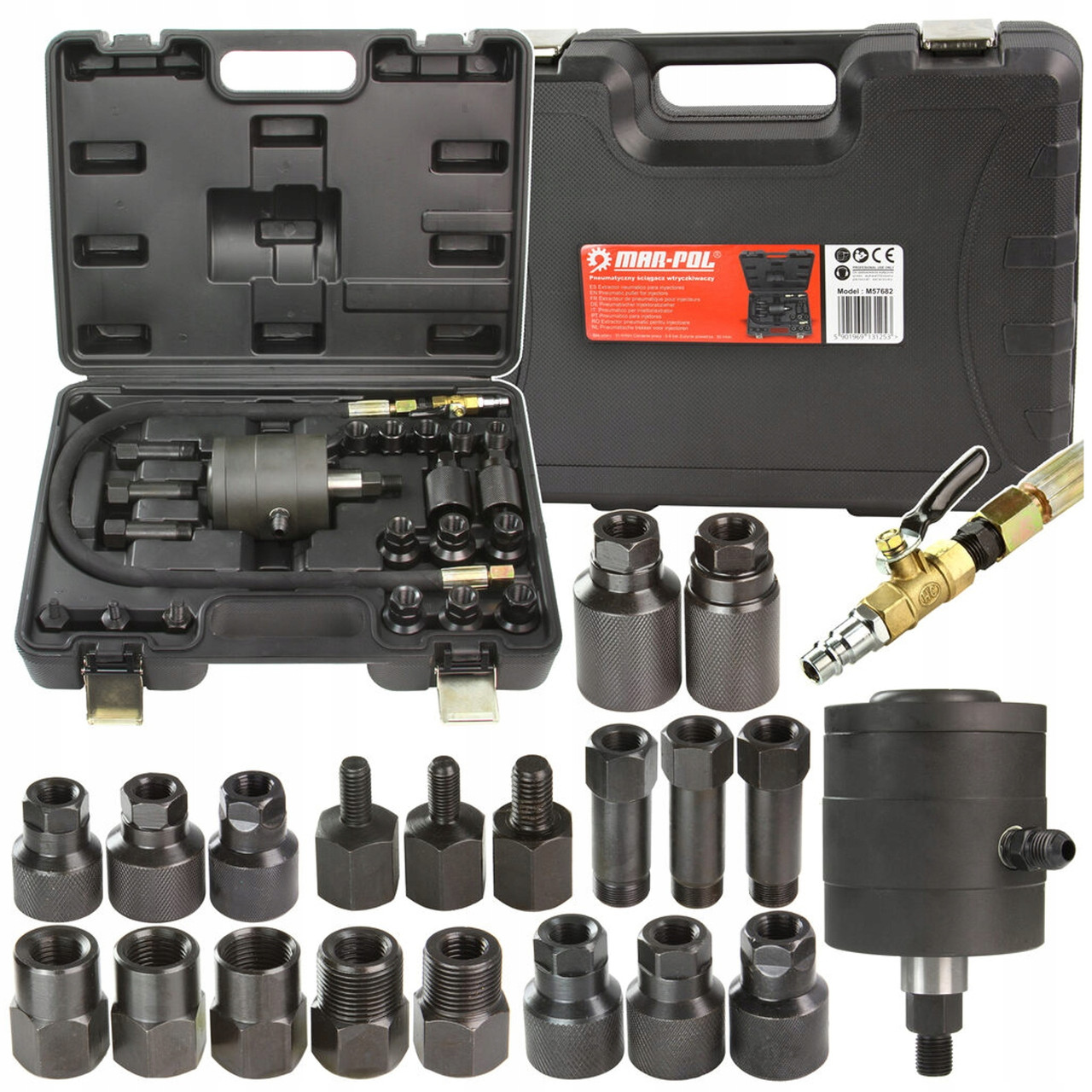 Пневматичний знімач форсунок + адаптери Mar-Pol M57682, фото 1