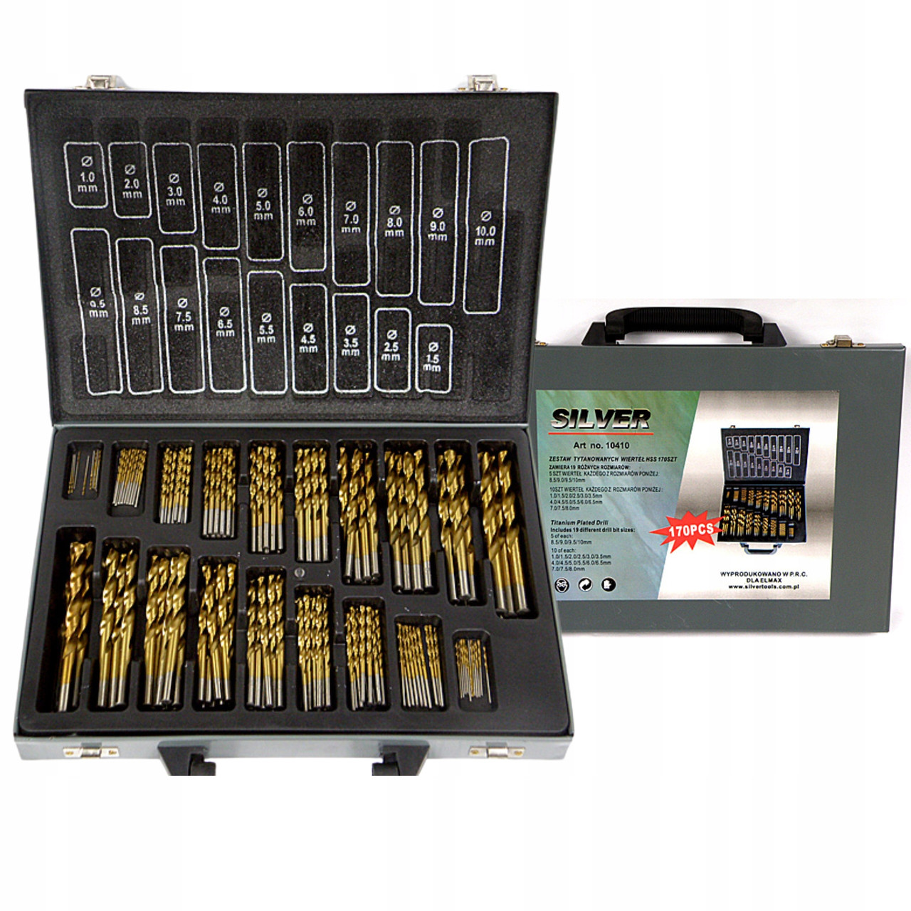 Набір титанових свердел Silver 170 шт. (S10410), фото 1
