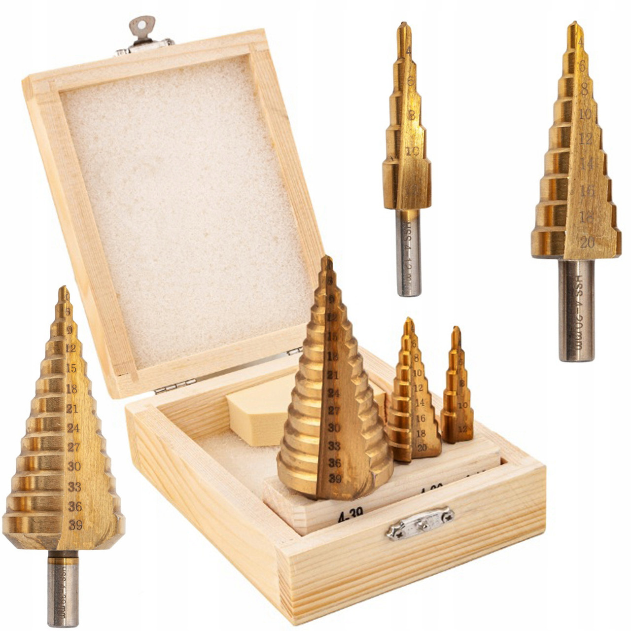 Набір із 3 ступінчастих свердел Silver від 4 до 39 мм S0321, фото 1