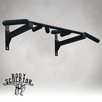 Турнік настінний цільний №2+ з м'якими ручками \ Чорний