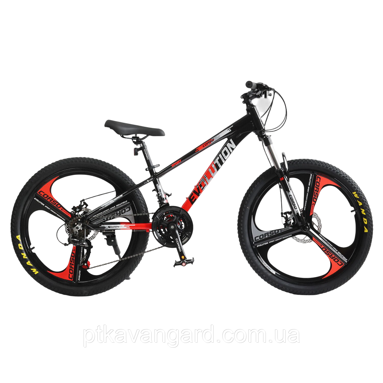 Велоcипед cпортивний Corso Evolution 24" дюймів EV-24416 (рама 11", Shimano 21 швидкість) чорний, фото 1
