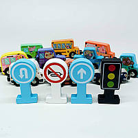Магнітні дерев’яні машинки WToys 49325 — набір спецтехніки з тваринками, 1+ років, фото 10