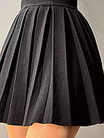 Юбка женская A-N 9956 вязаная теплая в складку на резинке, черный, one size