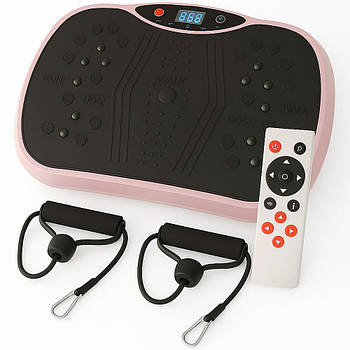 Платформа вібраційна з 2 експандерами та пультом до 120кг, Рожевий / Фітнес-платформа / Віброплатформа