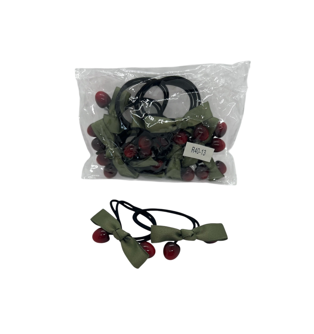 Резинка подвійна для волосся вишеньки, фото 1