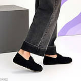 Стильні жіночі лофери, жіночі черні лофери, Черні замшеві лофери, фото 3