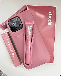 Чехол розовый rhode з блеском для губ на iPhone 14 pro max