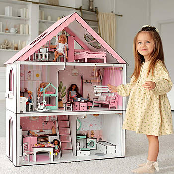 "Фантазія" ляльковий будиночок NestWood для Барбі, рожевий + вітальня