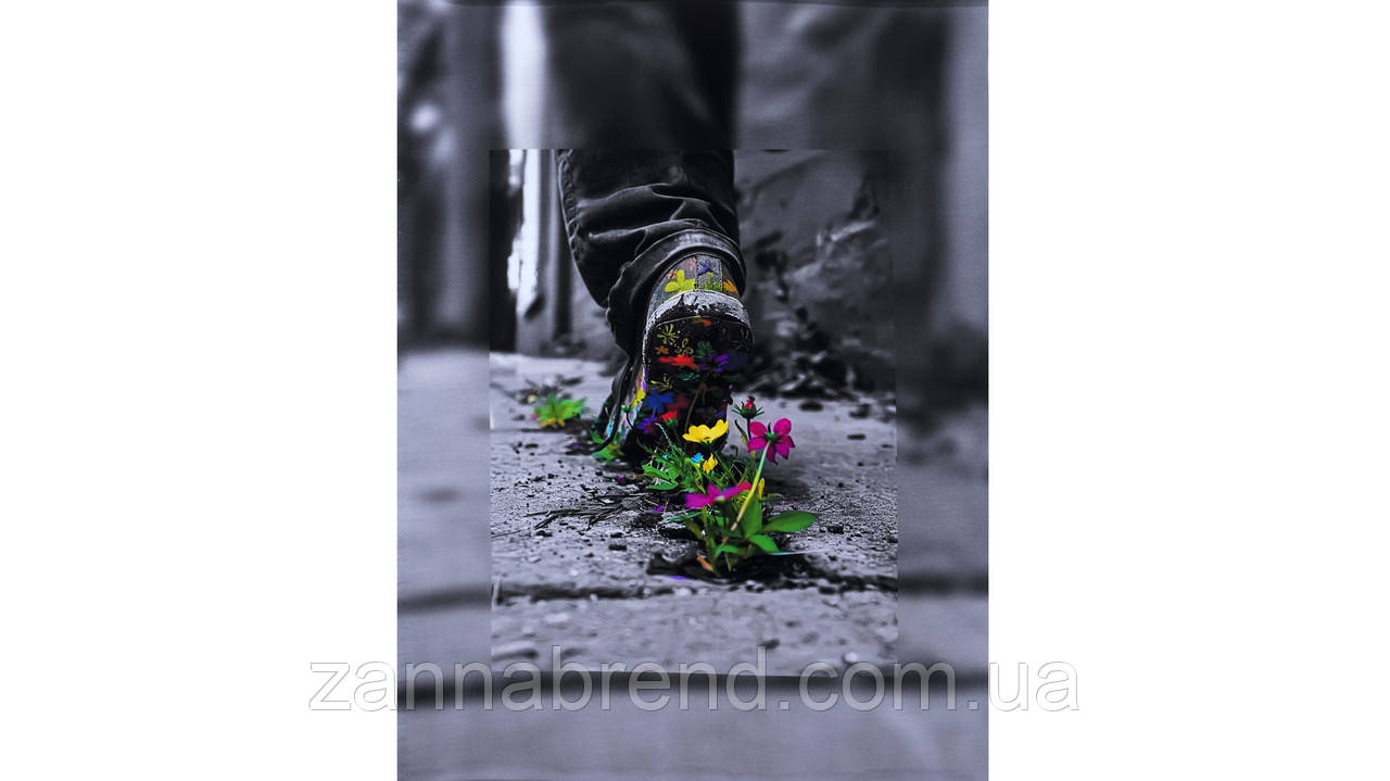 Стрейч-кулір колір сірий Купон 79 × 59 см "Крок надії" (Брак! - Злегка розмазані смуги чорної фарби), фото 1