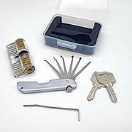 Тренувальний набір слюсаря: прозорий замок 2 в 1 + відмички, фото 4