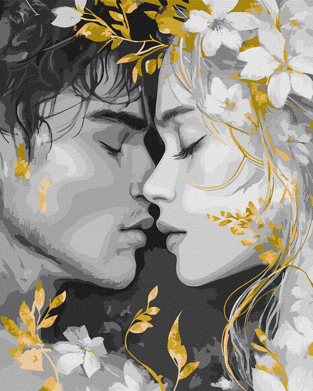 Картина за номерами 40×50 см. Погляд губами з фарбами металік extra Ідейка KHO8538, фото 1