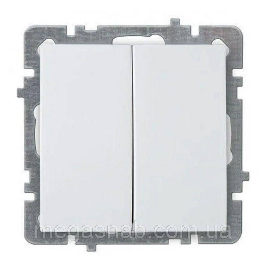 Вимикач 2 клов Touran білий БЕЗ РАМКИ, фото 1