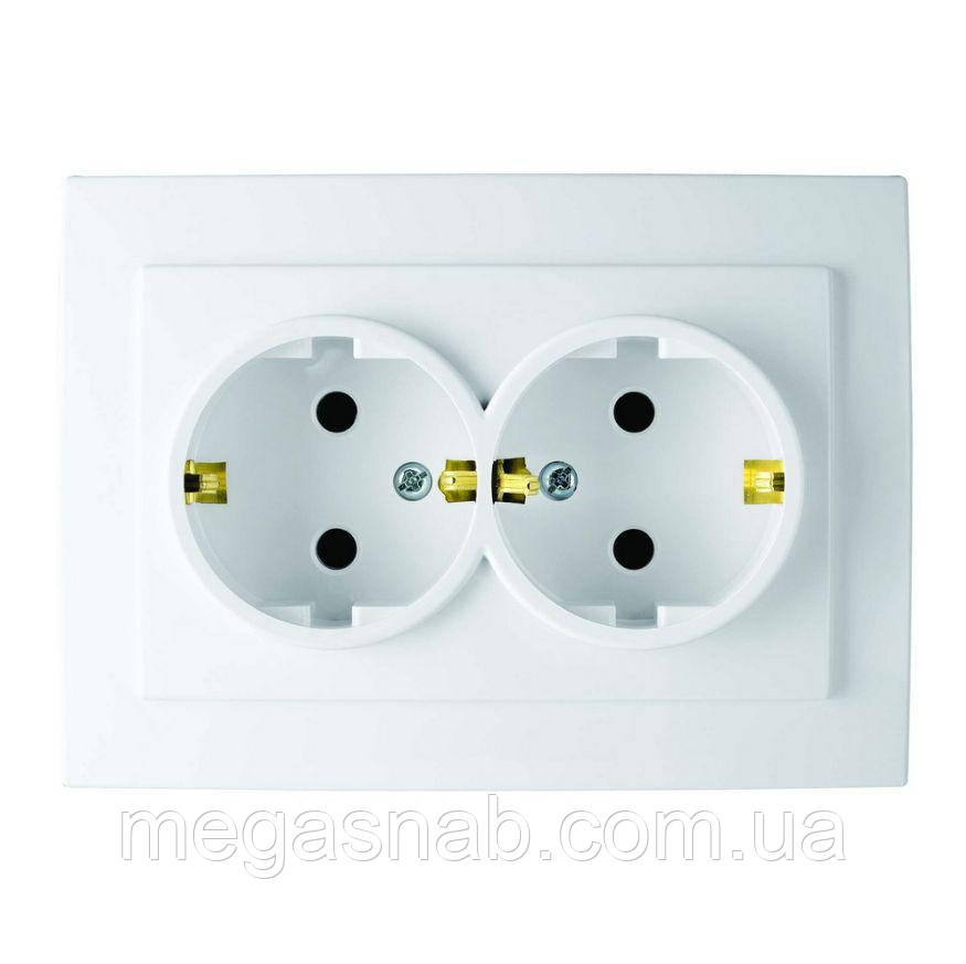 Розетка подвійна з з/к Touran біла, фото 1