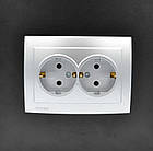 Розетка подвійна з з/к Touran срібло, фото 3