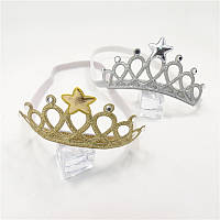 Пов'язка — корона дитяча гумка золота для волосся діадема для дівчинки прикраса для волосся