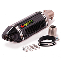 Прямоточный глушитель Akrapovic Carbon 37 см | Диаметр 38/51 мм | Универсальный для мотоциклов