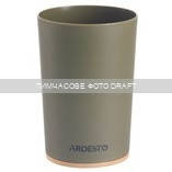 ARDESTO Склянка для зубних щіток Minimalism 7.8x11.3см, поліпропілен, бамбук, зелений темний