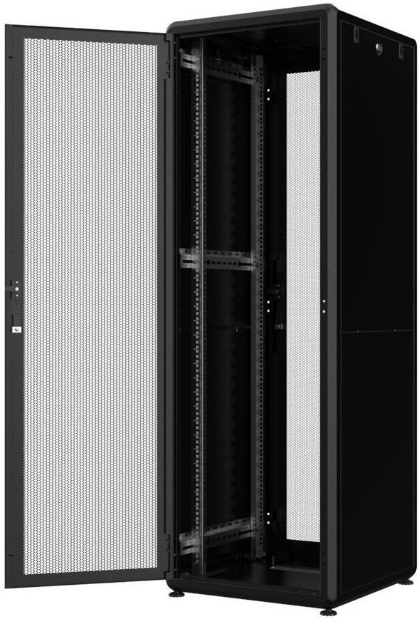 Шафа MIRSAN 19", 42U, GTV, перфорація 63%, 600x600 мм, максимально 2000 кг, чорна, фото 1