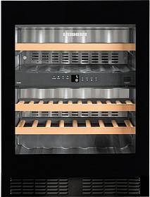 Холодильник Liebherr вбудований для вина, 82x60х57.5, полок - 5, зон - 2, бут-34, ST, чорний