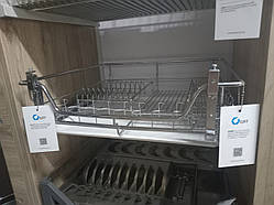 Сушка для посуду висувна фасад 800мм з дотягувачем GIFF хром (1 полку і 1 піддон)