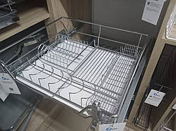 Сушка для посуду висувна фасад 600мм GIFF хром з дотягувачем (1 полиця, 1 піддон)