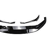 Накладка переднього бамперу BMW G30 G31 рестайл M Performance чорний глянець (губа, спліттер), фото 4