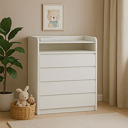 Дитячий комод з пеленатором білий 80 см Еверест Мікс — німфея альба + телескопи