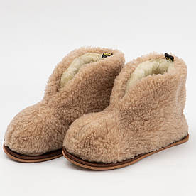 Домашні капці чуні з натуральної овчини з підошвою EVA (Бежевий, 36-41 р.)