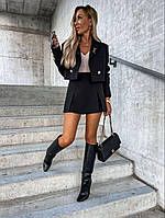 Жіночий трендовий костюм двійка: піджак і спідниця-шорти костюмка