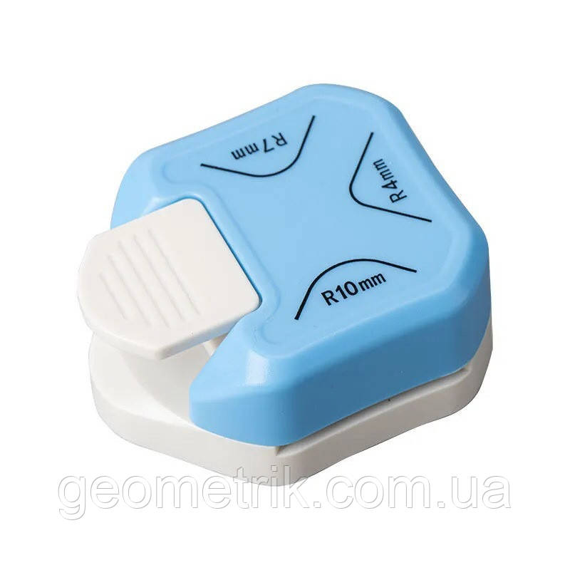 Кутовий діркопробивач - 3 радіуси: 4, 7, 10 мм - Скруглювач кутів R4 / R7 / R10 - blue, фото 1