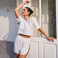 Жіноча піжама Lesko SM24107AYH XL футболка та шорти біла з червоними сердечками 5 шт., фото 4