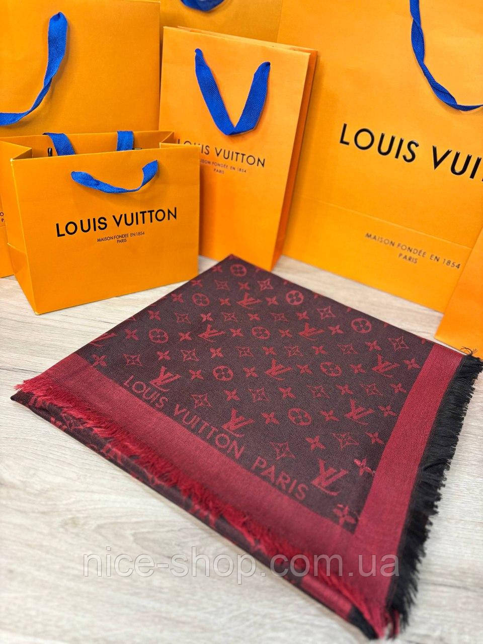 Хустка Louis Vuitton бордо-комбі