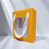 Коробка подарункова з пакетом (210х160х70мм.) помаранчево-біла