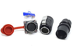 Герметичний роз'єм з квадратним фланцем LP24 19Pin 19 контактів