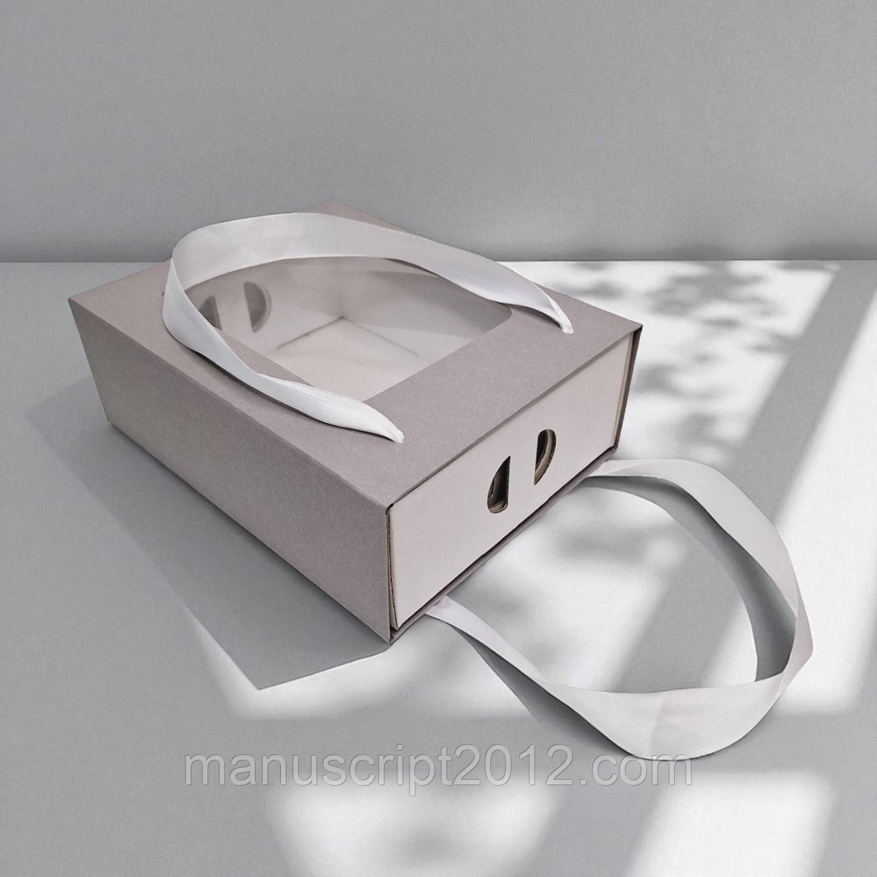 Коробка подарункова з пакетом (210х160х70мм.) сіро-біла