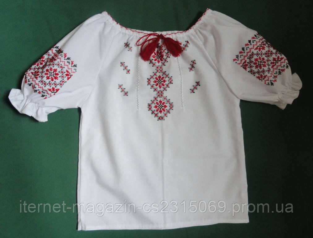 Вишиванка з короткими рукавами (ручна вишивка), зростання 86-98 см