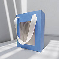 Коробка подарункова з пакетом (210х160х70мм.) блакитно-біла