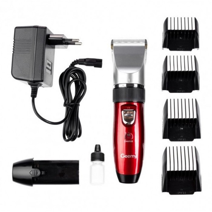 Машинка для стриження волосся Gemei/Geemy GM-6001 + акумулятор Червона, фото 1