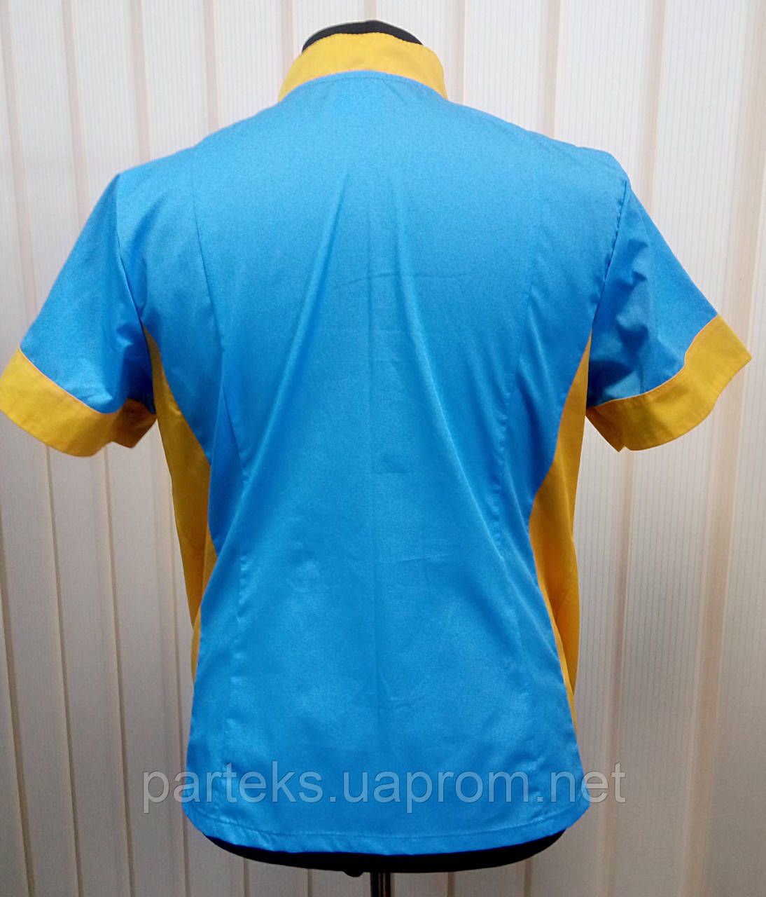 Куртка повара женская Символ, голубого цвета с желтыми вставками - фото 7 - id-p476098148