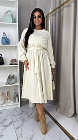 Жіноча батальна сукня вельветова з поясом