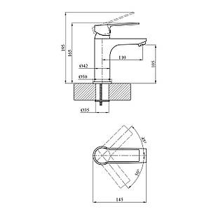 Змішувач для раковини Agua Merida-C011