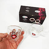 Набір скляних чашок із подвійними стінками (серце) Con Brio СВ-8908-2, 2шт, 80 мл, фото 2