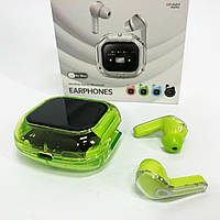 Бездротові вакуумні навушники TWS з дисплеєм LED, вологозахист IPx4 Bluetooth 5.4 з кейсом. Колір: зелений